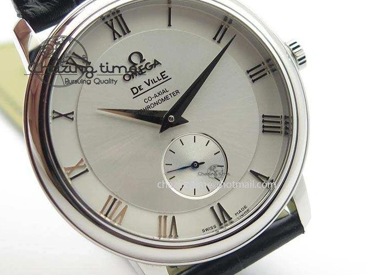 0205 Flexible De Ville MK 1:1 Best Edition SS White Dial On Black Leather Asian Seagull T1701 (Sec@6) 8244